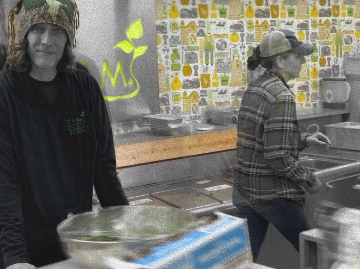 Volunteer helping at F.A.R.M. Cafe